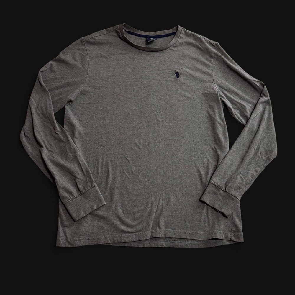 US Polo Assn Mens Gray Long Sleeve Crewneck Shirt Size M Embroidered Logo